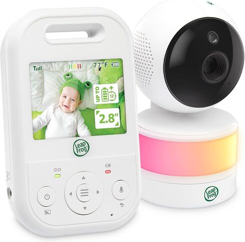 LEAPFROG LF2513 Baby Monitor ، شاشة IPS LCD 2.8 بوصة ، طاولة عموم ، نطاق 1000 قدم ، رؤية ليلية ، تهوية مهدئة ، ضوء ليلي ، صوت ثنائي الاتجاه ، مستشعر درجة الحرارة ، ناقل حركة آمن لا wifi in Kuwait