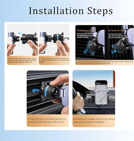 Car Phone Holder Mount for Toyota Prius C, 360° Adjustable Rotation, Stable Air Vent Clip, Hands-Free Cell Phone Cradle Compatible with Most Smartphones in Saudi Arabia