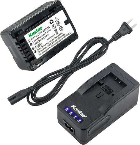 Kastar LED Super Fast Charger & Battery Replacement for Panasonic VW-VBT190 HC-V130 V180 HC-V201 V210 V250 HC-V380 HC-V510 V520 V550 HC-V710 V720 V750 V770 HC-VX870 HC-VX981 HC-W580 W850 HC-WXF991 in Saudi Arabia