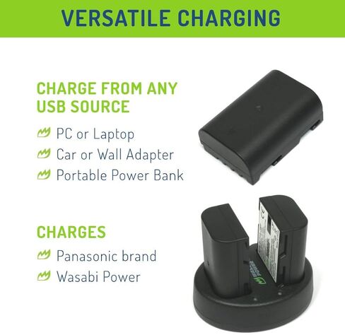 بطارية Wasabi Power (2 عبارة) وشاحن USB مزدوج لـ Sigma BP-61 و Sigma FP ، FP L ، Quattro DP0 ، Quattro DP1 ، Quattro DP2 ، Quattro DP3 ، DP0 Quattro in Saudi Arabia