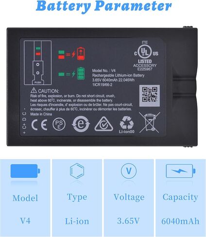 V4 6040mAh بطارية لقرار الباب الحلقي 2/3/3 Plus ،/4 ، Battery Doorbell Plus ، stick up cam ، stick up cam pro ، spotlight cam ، spotlight cam plus ، spotlight cam pro ، peaphole cam in Kuwait
