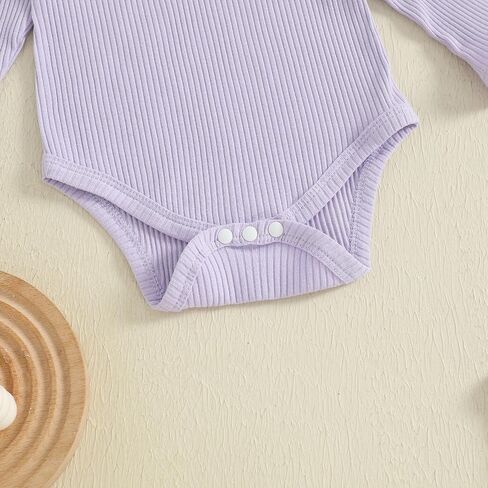 Newborn Baby Girl Fall Outfits Ribbed Long Sleeve Rompers Suspender Overalls Pants Sets Infant 2Pcs Clothes in Saudi Arabia