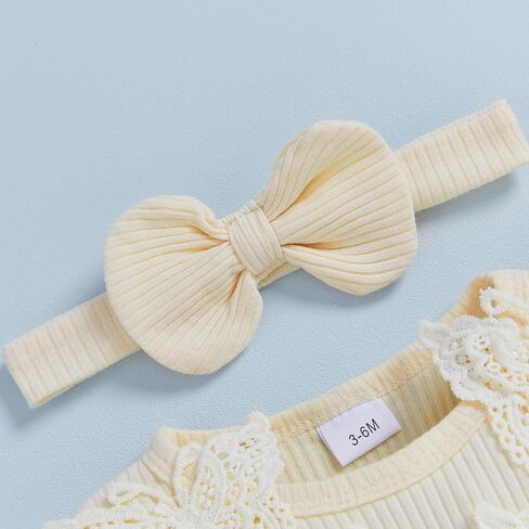 Newborn Girl Outfit Long Sleeve Flower Butterfly Embroidery Knit Romper Dress Bowknot Headband Infant Baby Clothes in Saudi Arabia