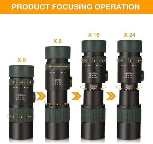 24x30 Monocular Telescope,8X-24X Dual Focus Optics Zoom Telescope,Retractable Portable Monocular for Birdwatching, Traveling, Outdoors, Sightseeing, Sport in Saudi Arabia