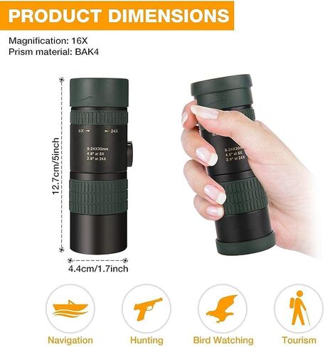 24x30 Monocular Telescope,8X-24X Dual Focus Optics Zoom Telescope,Retractable Portable Monocular for Birdwatching, Traveling, Outdoors, Sightseeing, Sport in Saudi Arabia
