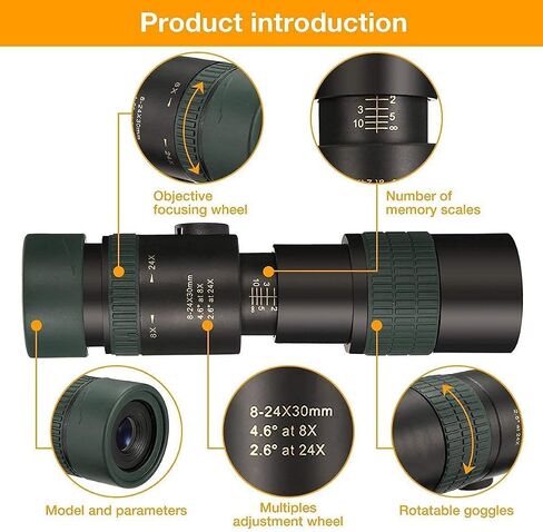 24x30 Monocular Telescope,8X-24X Dual Focus Optics Zoom Telescope,Retractable Portable Monocular for Birdwatching, Traveling, Outdoors, Sightseeing, Sport in Saudi Arabia