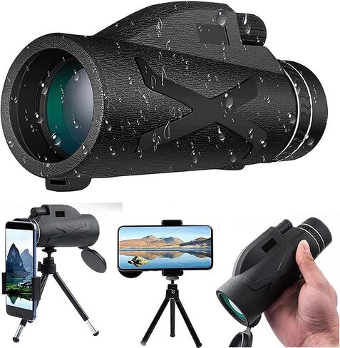 80x100 High Monocular Telescope Shockproof with Smartphone Holder Tripod Waterproof for Bird Watching Camping Hiking Concert Ball Game Monocular Children in Saudi Arabia