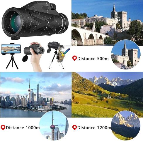 80x100 High Monocular Telescope Shockproof with Smartphone Holder Tripod Waterproof for Bird Watching Camping Hiking Concert Ball Game Monocular Children in Saudi Arabia