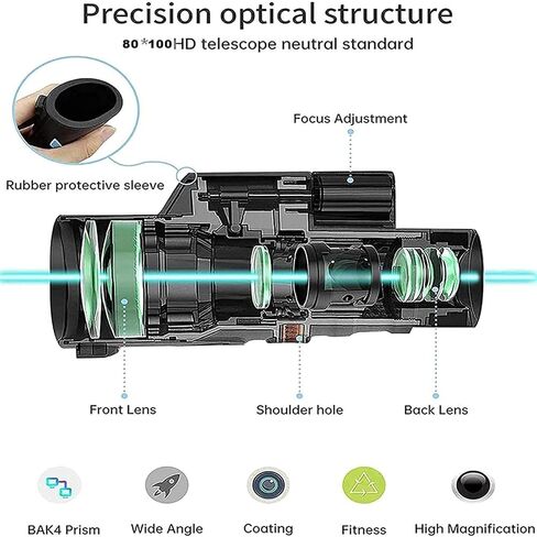 80x100 High Monocular Telescope Shockproof with Smartphone Holder Tripod Waterproof for Bird Watching Camping Hiking Concert Ball Game Monocular Children in Saudi Arabia