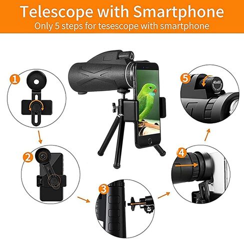 80x100 High Monocular Telescope Shockproof with Smartphone Holder Tripod Waterproof for Bird Watching Camping Hiking Concert Ball Game Monocular Children in Saudi Arabia