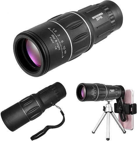 Monocular 16x52 Monocular Telescope High Power Compact Portable Waterproof Monocular Telescope with Smartphone Adapter Tripod for Bird Watching in Saudi Arabia