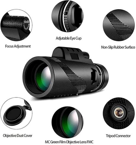 Monocular Telescope 12x50 HD with Smartphone Holder and Tripod for Adults Children Bird Watching Waterproof Monocular Clear FMC for Camping Trave in Saudi Arabia