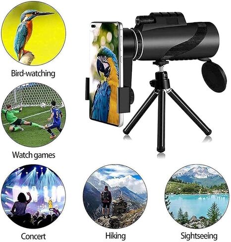 Monocular Telescope 12x50 HD with Smartphone Holder and Tripod for Adults Children Bird Watching Waterproof Monocular Clear FMC for Camping Trave in Saudi Arabia