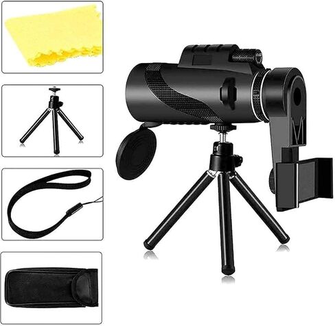 Monocular Telescope 12x50 HD with Smartphone Holder and Tripod for Adults Children Bird Watching Waterproof Monocular Clear FMC for Camping Trave in Saudi Arabia