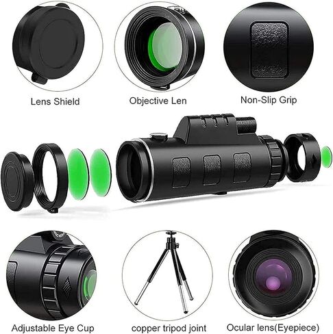 Monocular Telescope 40x60 High Power HD Monocular Dual with Smartphone Tripod for Bird Watching Camping Travel in Saudi Arabia