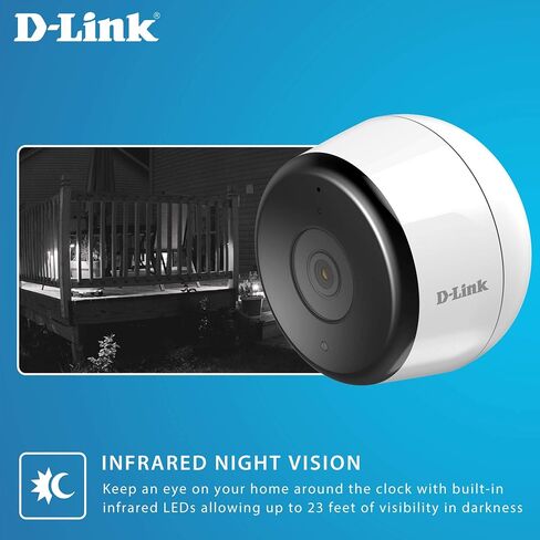 D-Link Outdoor Security Camera Wireless ، نظام مراقبة Night Light Vision Home في HD Full HD (DCS-8600LH/LT-US) أبيض (متجدد) in Kuwait
