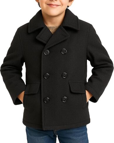 URBAN REPUBLIC Boys' Wool Blend Peacoat with Faux-Fur Lining and Flap Pockets in Kuwait