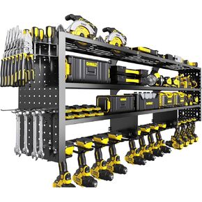 Extra Large Power Tool Organizer Wall Mount, 4 Layer Heavy Duty Metal Tool Storage Rack with 12 Cordless Drill Holder, Utility Racks for Garage Workshop, Ideal Garage Organization Gifts for Men in Saudi Arabia