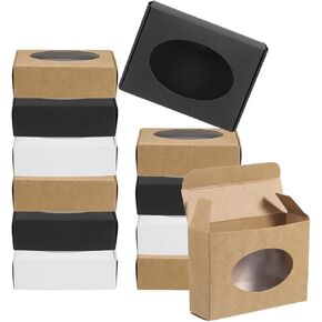 PATIKIL 4"x3"x1" Paper Soap Box with Window, 30 Pack Homemade Soap Boxes Oval Presents Packaging Boxes for Birthday Christmas DIY Craft, Pink in Saudi Arabia