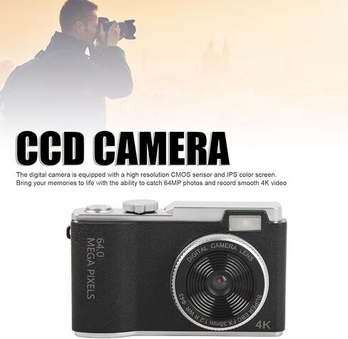 كاميرا رقمية 4K ، كاميرا Vlogging 64 ميجابكسل للتصوير الفوتوغرافي ، Zoom 16x ، نقطة رجعية وتصوير الكاميرا الرقمية ، شاشة عالية الدقة 2.4 بوصة ، ودعم ما يصل إلى 64 جم ، 800 مللي أمبير في الساعة (64 جيجابايت) in Saudi Arabia