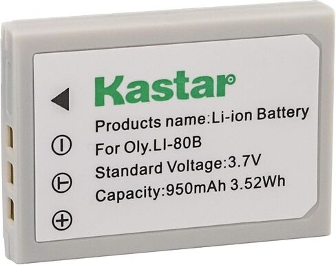 Kastar Battery (1-Pack) for Olympus Li-80B and Konica Minolta NP-900 Work with Olympus T-100,t-110,x-36 and Konica Minolta DiMAGE E40, E50, KYOCERA EZ4033 etc. Cameras in Saudi Arabia