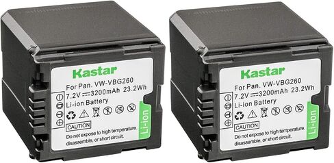استبدال البطارية Kastar 2x VW-VBG260 لـ Panasonic AG-AC7 ، AG-AF100 ، AG-HMC40 ، AG-HMC80 ، AG-HMC150 ، HDC-HS250 ، HDC-HDC300 ، HDC-HS700 ، HDC-SD600 ، HDC-SD700 ، SDR-H80 in Saudi Arabia
