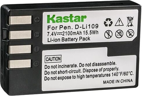 kastar dli109 استبدال بطارية 2-pack لبطارية Pentax D-Li109 ، Pentax D-BC109 شاحن ، بنتاكس KR KR ، K-30 K30 ، K-50 K50 ، K-70 K70 ، K-500 K500 ، K-S1 KS1 ، K-S2 KS2 ، KP ، KF DSLR Camera in Saudi Arabia