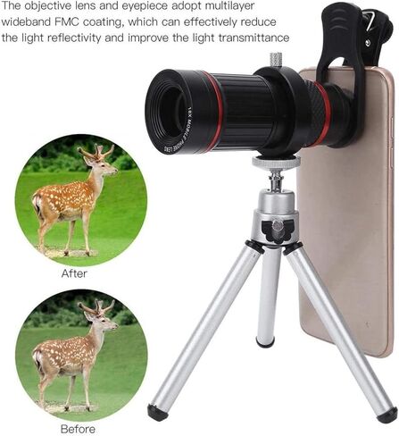 18x monocular Telescope for Phone, Mobile Phone Telescope with Clip, Multi-Layer broadband FMC Coating Lens/Eyepiece, Bak4 Prism, Universal Smartphone monocular in Saudi Arabia
