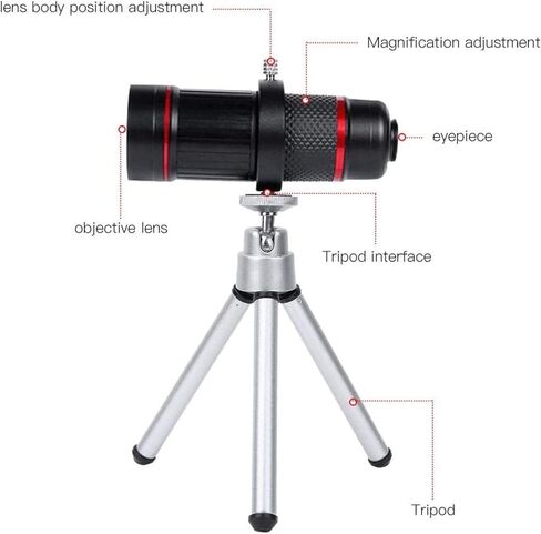 18x monocular Telescope for Phone, Mobile Phone Telescope with Clip, Multi-Layer broadband FMC Coating Lens/Eyepiece, Bak4 Prism, Universal Smartphone monocular in Saudi Arabia
