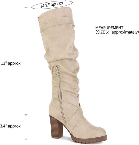 mysoft Women's Knee High Boots Fashion Chunky Block Heel Warm Winter Boots with Side Zippers in Kuwait