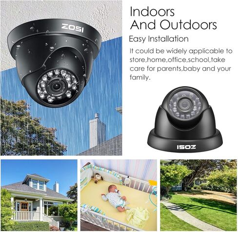 Zosi 720p HD 1280TVL 1.0MP HI-RERNESSSOUTION 4 في 1 TVI/CVI/AHD/CVBS CCTV Camera Security System/Night Dise for HD-TVI ، AHD ، CVI ، و CVBS/960H نظم DVR التناظرية (أسود) in Kuwait