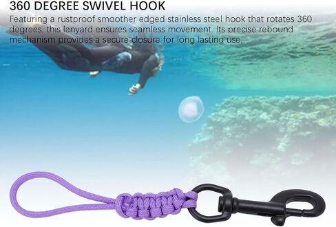 Scuba Diving Lanyard, Hand Woven Anti Lost Lanyard Stainless Steel Hook Portable Diving Gear for Cameras and Dive Lights in Saudi Arabia
