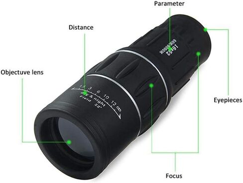 Monocular Telescope, 16X52 Dual Focus Monocular Telescope16x Zoom Binoculars 66M/8000M HD Scope Adjustable Focus Length Ocular Lens According, for Adult Bird Watching, Outdoor Hunting, Travel, in Saudi Arabia