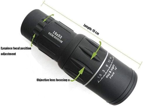 Monocular Telescope, 16X52 Dual Focus Monocular Telescope16x Zoom Binoculars 66M/8000M HD Scope Adjustable Focus Length Ocular Lens According, for Adult Bird Watching, Outdoor Hunting, Travel, in Saudi Arabia