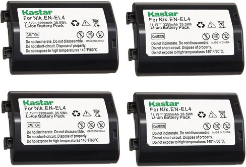 Kastar Battery (4-Pack) for Nik EN-EL4, EN-EL4A, ENEL4, ENEL4A and Nik D2Z, D2H, D2Hs, D2X, D2Xs, D3, D3S, D3X, F6 Camera, Nik MB-D10, D300, D300S, D700, MB-40 Grip in Saudi Arabia