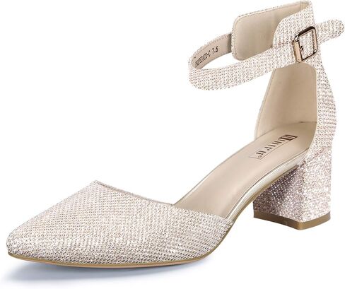 IDIFU Women's IN2 Dress Shoes Low Block Heels | Comfortable Chunky Closed Toe Heel Dressy Ankle Strap Wedding Pumps in Saudi Arabia