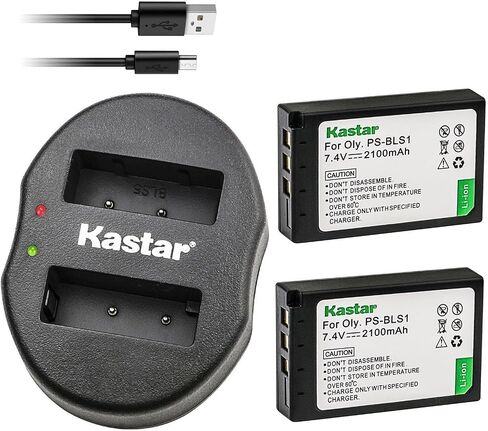 Kastar Battery 2 Pack and Dual Charger for Olympus BLS-1 PS-BLS1 and Olympus E-400 E-410 E-420 E-450 Olympus E-600 E-620 Olympus E-P1 E-P2 E-P3 Olympus E-PL1 E-PL1s E-PL3 Olympus E-PM1 Camera in Saudi Arabia