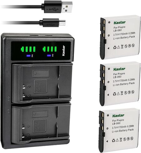 Kastar LTD2 USB Battery Charger Replacement for GE GB-60 Battery, GE GE X600 GE General Imaging Power Pro X600 Digital Camera SOSUN Sosun 301S-Plus Camera Camcorder in Saudi Arabia