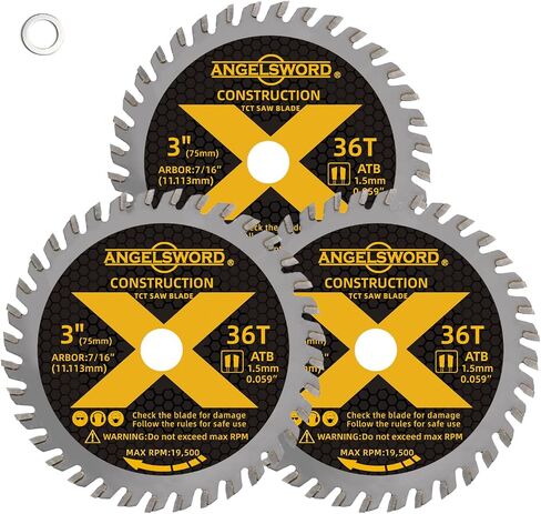 ANGELSWORD 3 Inch Circular Saw Blade, 7/16" Arbor 36T, for Framing, Fast Wood Cutting, 3 Pack, with 3/8" Bushing in Kuwait
