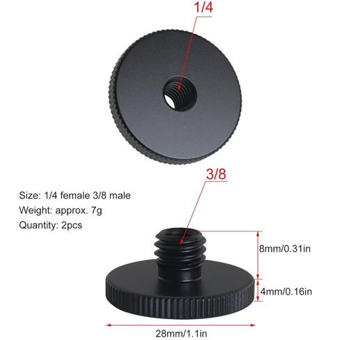 مسامير محول 2pcs لرؤوس ترايبود ملحقات صور الألومنيوم 1/4 أنثى 3/8 مقبض لوحة رأس الذك in Saudi Arabia
