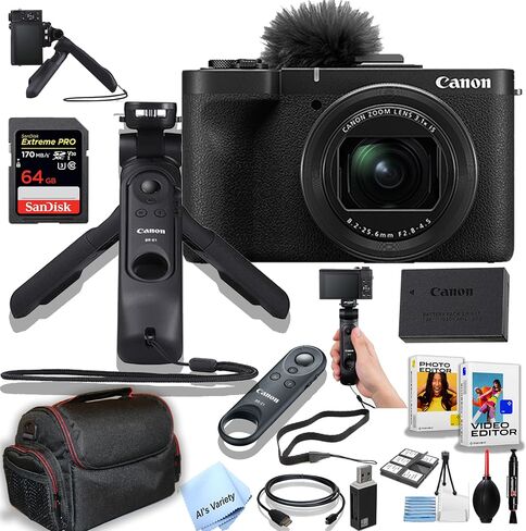 Canon PowerShot V1 Digital Camera + 64GB Extreme Speed Memory, HG-100 Stabilizing Grip W/BR-E1 Remote, Case, Software, and More (Vlogging Bundle) (Renewed) in Saudi Arabia