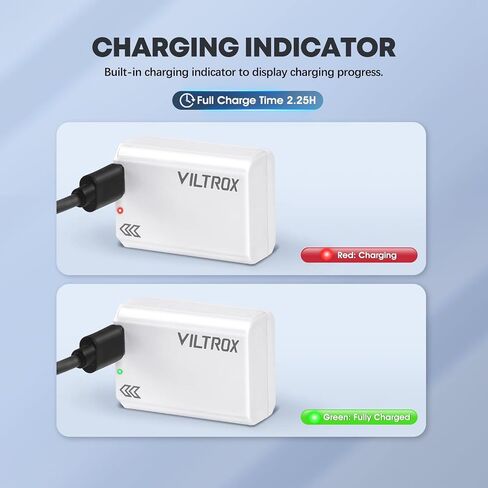 VILTROX 2 Pack NP-FW50 Battery 1030mAh with Type-C Fast Charging for Sony ZV-E10, Alpha 7, A7, A7II, A7RII, A7SII, A7S, A7S2, A7R, A7R2, A5000, A6000, A6500, A6400 (Compatible with Original) in Saudi Arabia