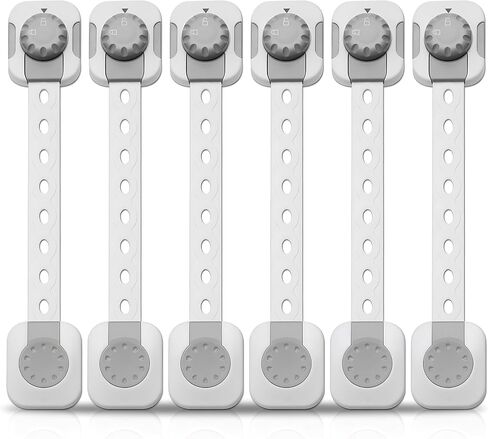 Child Safety Locks 6-Pack Adjustable Double Lock Baby Proofing Latches for Cabinets, Drawers, Fridge & More - Easy Installation with Adhesive, Two-Step Unlocking in Saudi Arabia