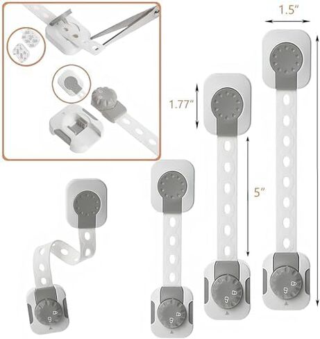 Child Safety Locks 6-Pack Adjustable Double Lock Baby Proofing Latches for Cabinets, Drawers, Fridge & More - Easy Installation with Adhesive, Two-Step Unlocking in Saudi Arabia