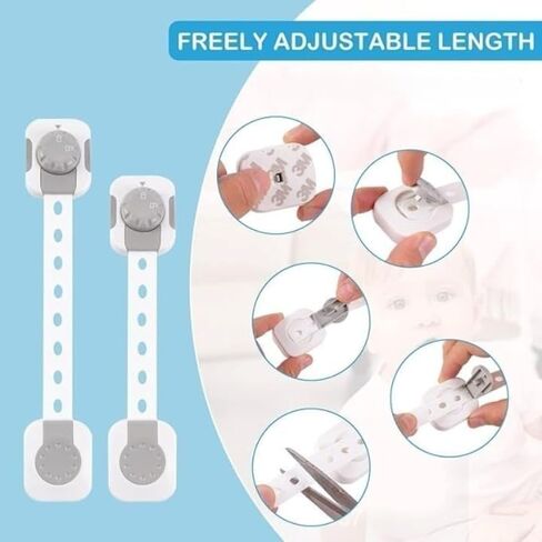 Child Safety Locks 6-Pack Adjustable Double Lock Baby Proofing Latches for Cabinets, Drawers, Fridge & More - Easy Installation with Adhesive, Two-Step Unlocking in Saudi Arabia