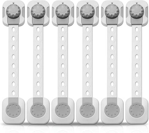 Child Safety Locks 6-Pack Adjustable Double Lock Baby Proofing Latches for Cabinets, Drawers, Fridge & More - Easy Installation with Adhesive, Two-Step Unlocking in Saudi Arabia