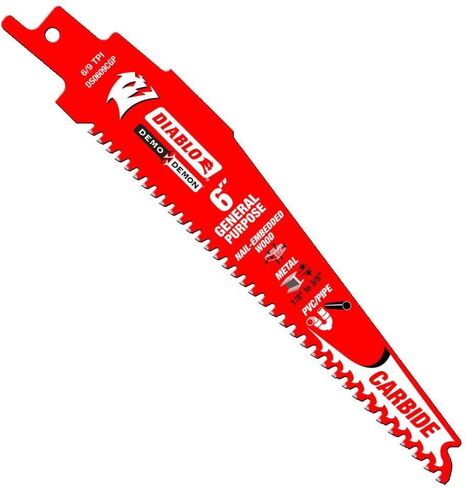 Diablo Demo Demon Carbide Teeth Reciprocating Saw Blades for General Purpose Cuts - 6" Length, 3 TPI, 10-Pack - DS0609CGP10 in Saudi Arabia