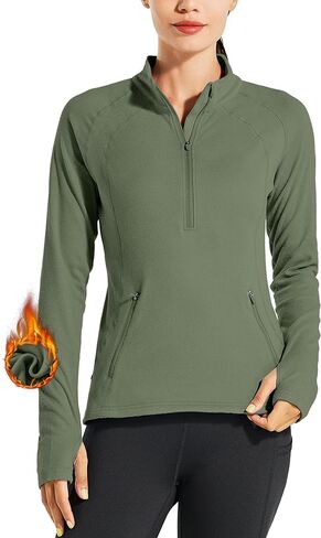 Willit Women's Fleece Running Jacket Pullover Thermal Equestrian Shirt Golf Shirt Long Sleeve Half Zip Exercise Winter Gear in Kuwait