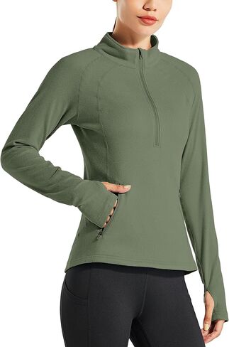 Willit Women's Fleece Running Jacket Pullover Thermal Equestrian Shirt Golf Shirt Long Sleeve Half Zip Exercise Winter Gear in Kuwait