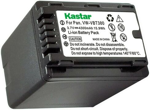 Kastar 2-Pack Battery VW-VBT380 Replacement for Panasonic HC-V380, HC-V380K, HC-V380GK, HC-V480M, HC-V480MS, HC-V510, HC-V520, HC-V520M, HC-V520GK, HC-V520MGK, HC-V520K, HC-V550, HC-V550M Camera in Saudi Arabia